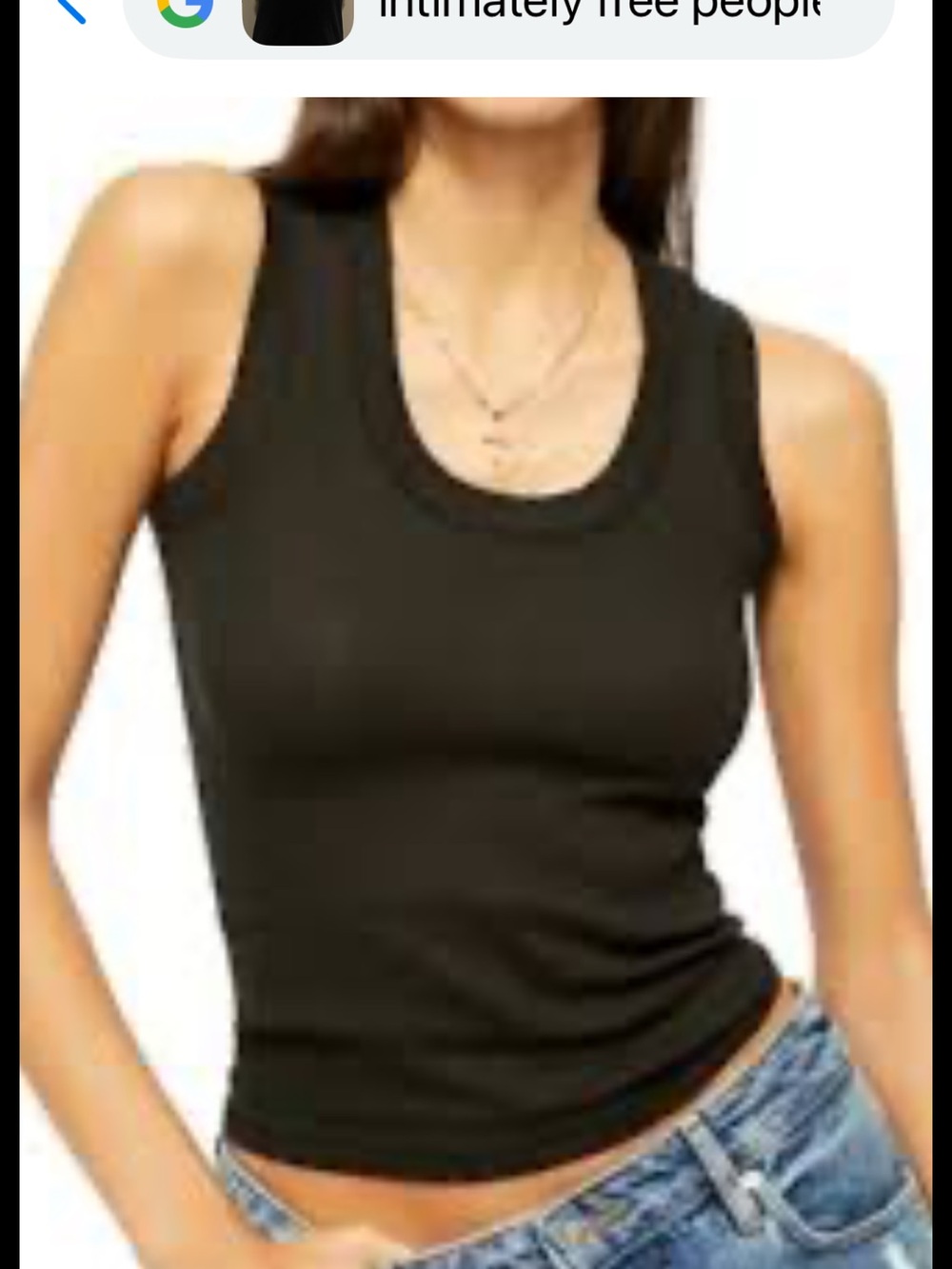 Intimately Free People Black Ribbed Scoop Neck Tank, Medium